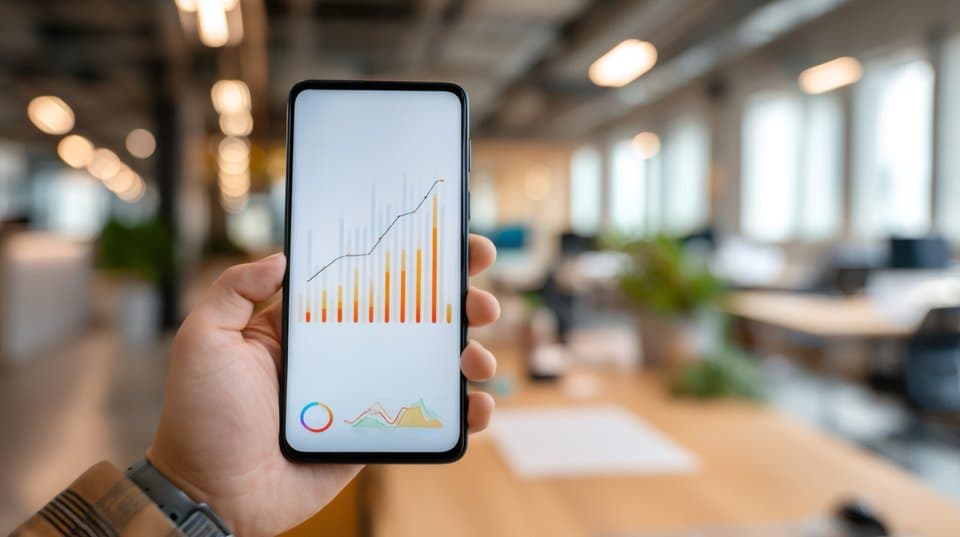 Mobile analytics dashboard on smartphone